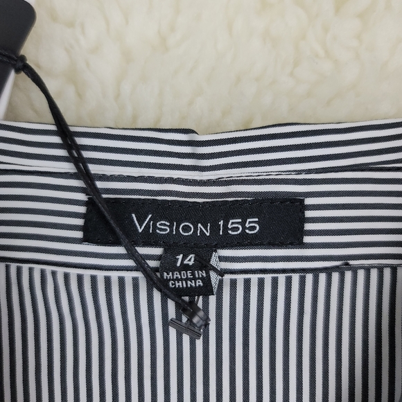Vision 155 Striped Embroidered Sleeve Top Sz 14 - Picture 8 of 16
